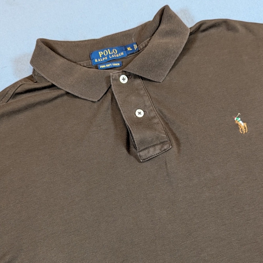 Polo Ralph Lauren Polo Shirt Mens XL Brown Pima Soft Touch Flesh  Pony